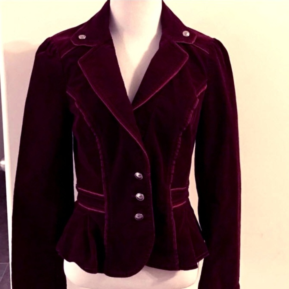 White House Black Market velvet army jacket 4